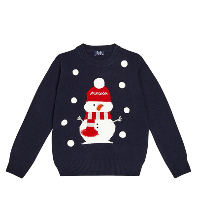 Shop Il Gufo Embroidered Virgin Wool Sweater In Blue
