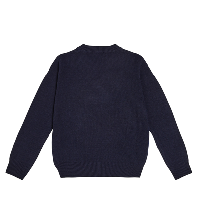 Shop Il Gufo Embroidered Virgin Wool Sweater In Blue