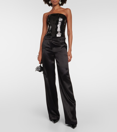 Alexandre Vauthier Sequin-embellished Bodysuit In Black In Black