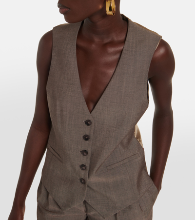 Joseph Kinglake Wool And Mohair Waistcoat In Brown