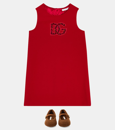 Shop Dolce & Gabbana Logo Embellished Cady Dress In Red