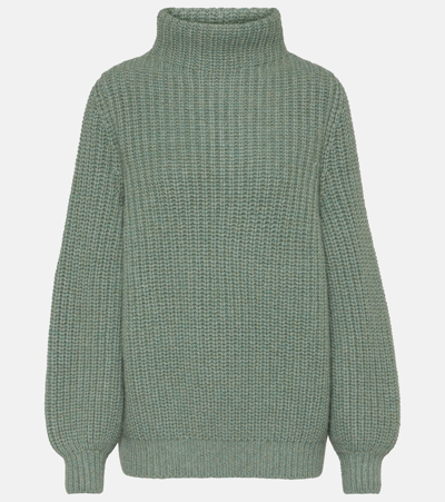 Shop Loro Piana Darwin Cashmere Turtleneck Sweater In Green