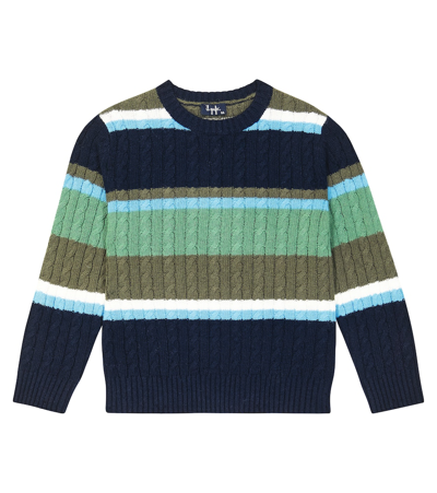 Shop Il Gufo Striped Cable Knit Virgin Wool Sweater In Multicoloured
