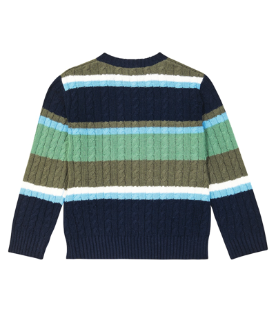 Shop Il Gufo Striped Cable Knit Virgin Wool Sweater In Multicoloured