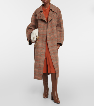Shop Joseph Chatsworth Checked Wool-blend Coat In Brown