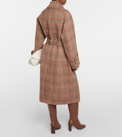 Shop Joseph Chatsworth Checked Wool-blend Coat In Brown