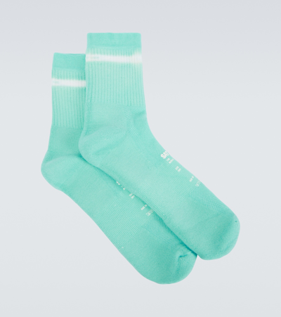 Shop Satisfy Tie-dye Wool-blend Socks In Multicoloured