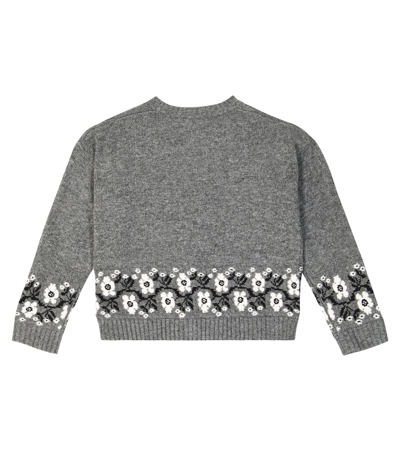 Il Gufo Intarsia Wool Knit Cardigan In Grey