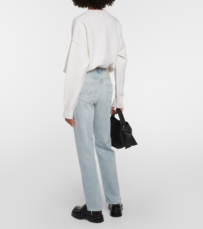 Ag X Emrata Clove Relaxed Vinte Straight Jean In Blue
