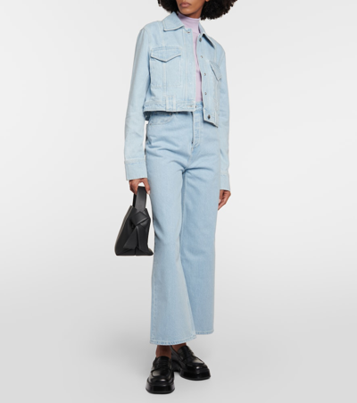 Nanushka Cropped Denim Jacket In Blue