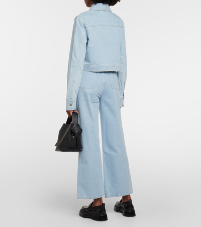Nanushka Cropped Denim Jacket In Blue