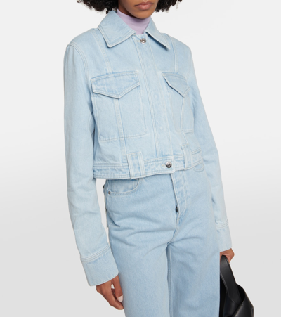 Nanushka Cropped Denim Jacket In Blue