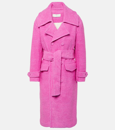 Shop Xu Zhi Double-breasted Wool-blend Coat In Pink