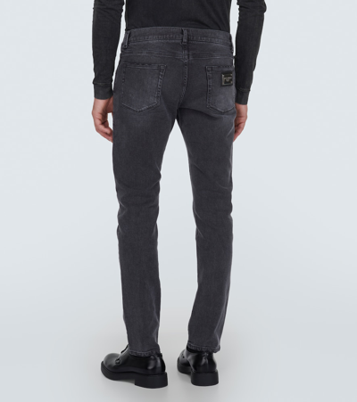 Shop Dolce & Gabbana Low-rise Slim Jeans In Grey