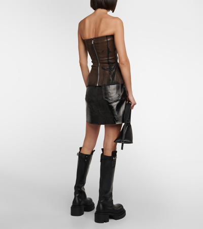 Rick Owens Coated Denim Corset In Brown