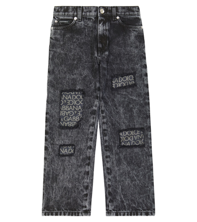 Shop Dolce & Gabbana Dg Cotton And Silk Jeans In Black