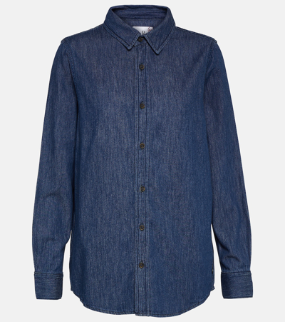 Shop Ag X Emrata Elena Denim Shirt In Blue