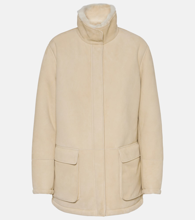 Shop Loro Piana Voyageur Shearling-lined Suede Jacket In White