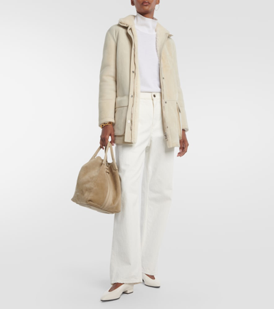 Shop Loro Piana Voyageur Shearling-lined Suede Jacket In White