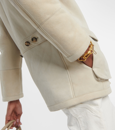 Shop Loro Piana Voyageur Shearling-lined Suede Jacket In White