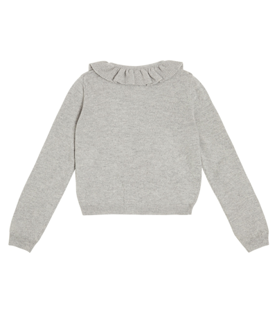 Il Gufo Ruffle-trimmed Wool Cardigan In Grey