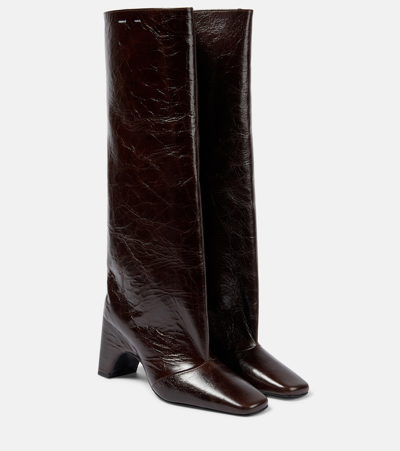 Shop Coperni Bridge Leather Knee-high Boots In Brown