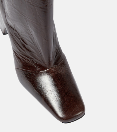 Shop Coperni Bridge Leather Knee-high Boots In Brown