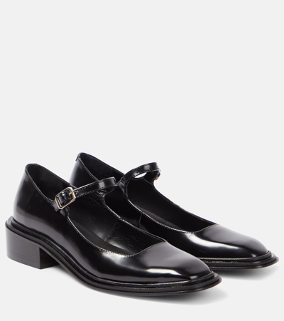 Shop Souliers Martinez Penelope Leather Mary Jane Flats In Black
