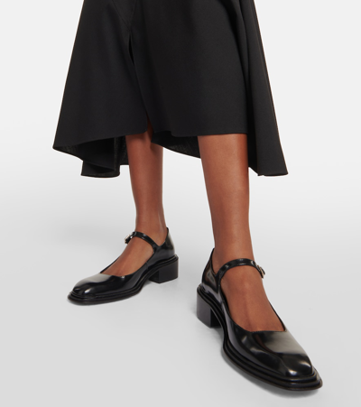 Shop Souliers Martinez Penelope Leather Mary Jane Flats In Black