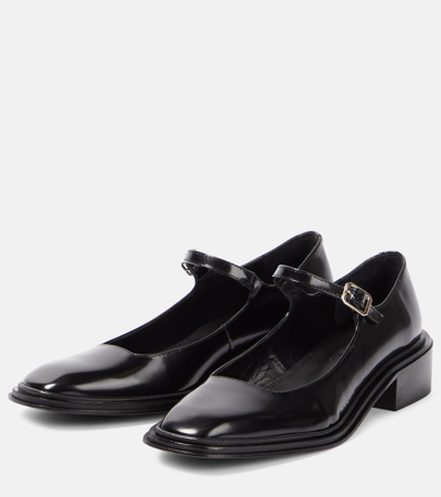 Shop Souliers Martinez Penelope Leather Mary Jane Flats In Black