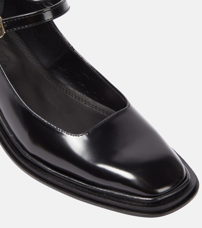 Shop Souliers Martinez Penelope Leather Mary Jane Flats In Black