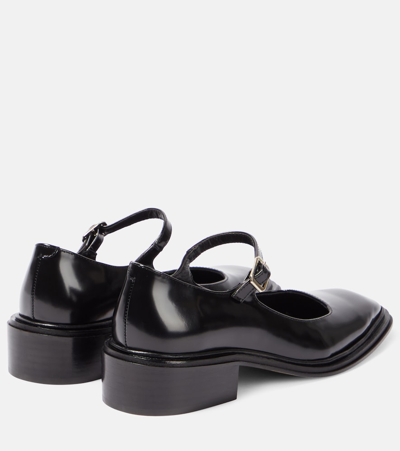 Shop Souliers Martinez Penelope Leather Mary Jane Flats In Black