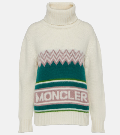 Shop Moncler Dolcevita Intarsia Wool Turtleneck Sweater In Multicoloured