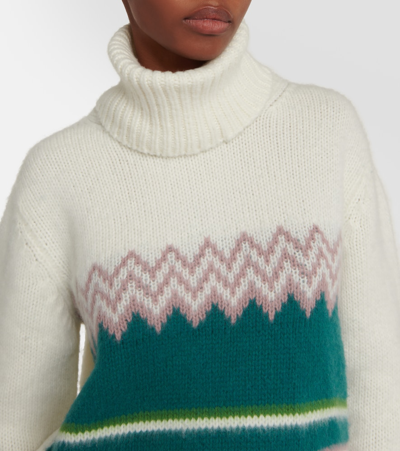 Shop Moncler Dolcevita Intarsia Wool Turtleneck Sweater In Multicoloured