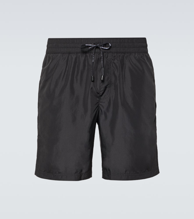 Dolce & Gabbana Logo Plaque Short Swimsuit In Black