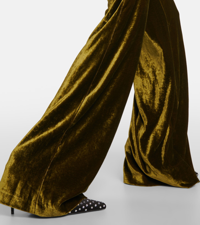 Galvan Escape Lido Satin Palazzo Pants In Green