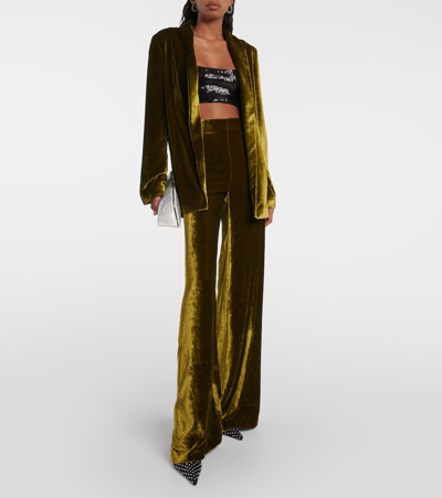 Shop Galvan Julianne Velvet Pants In Green