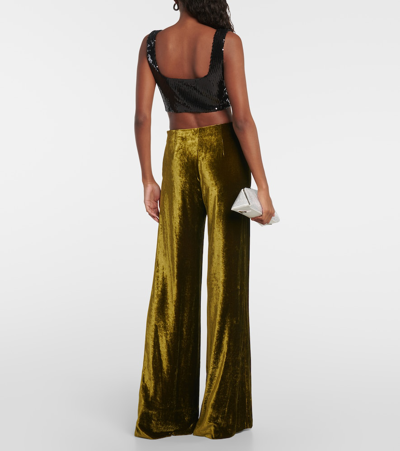 Galvan Escape Lido Satin Palazzo Pants In Green