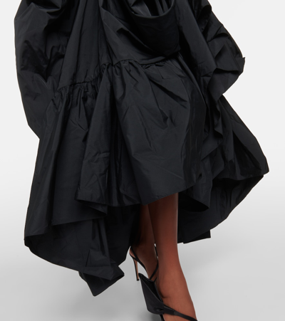 Shop Erdem Asymmetric Ruffled Taffeta Maxi Skirt In Black