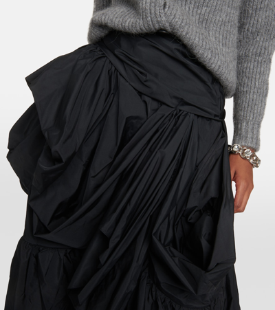 Shop Erdem Asymmetric Ruffled Taffeta Maxi Skirt In Black