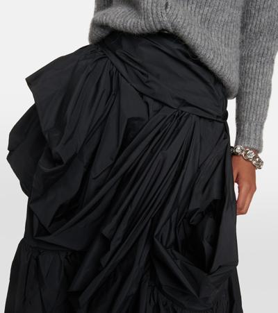Erdem Asymmetric Ruffled Taffeta Maxi Skirt In Black