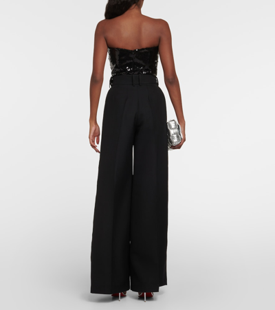 羊毛高腰阔腿裤装