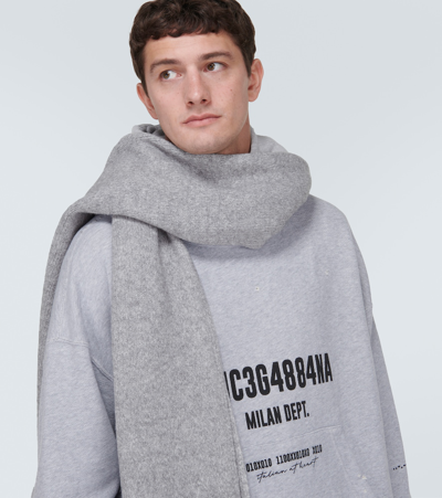 Shop Dolce & Gabbana Technical Wool-blend Scarf In Grey