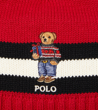 Shop Polo Ralph Lauren Polo Bear Cotton Beanie In Multicoloured