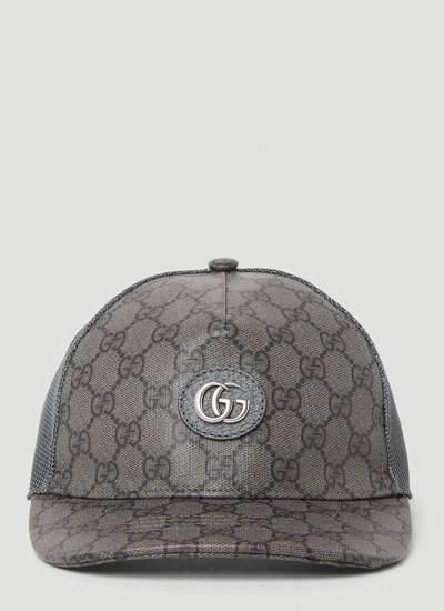 Shop Gucci Men Gg Supreme Baseball Cap In Gray
