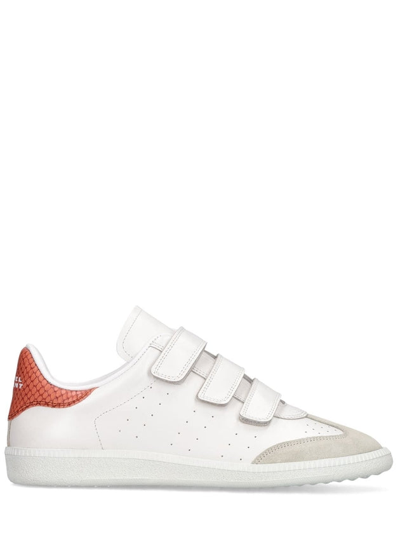 Shop Isabel Marant Women 20mm Beth-gz Leather Strap Sneakers In White