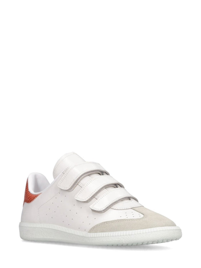 Shop Isabel Marant Women 20mm Beth-gz Leather Strap Sneakers In White
