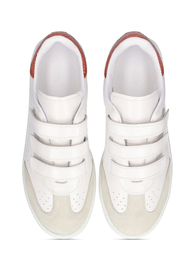 Shop Isabel Marant Women 20mm Beth-gz Leather Strap Sneakers In White