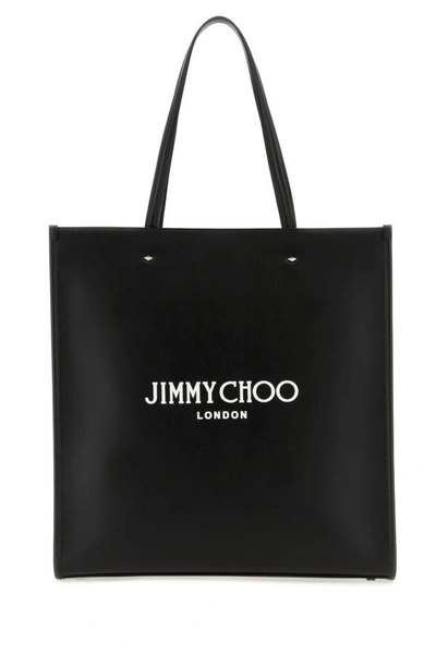 Shop Jimmy Choo Woman Black Leather N/s Tote M Shopping Bag