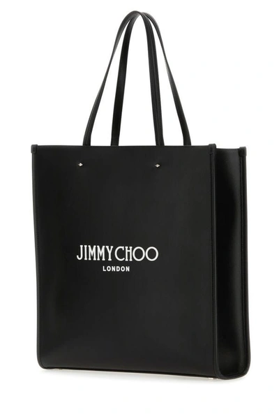 Shop Jimmy Choo Woman Black Leather N/s Tote M Shopping Bag